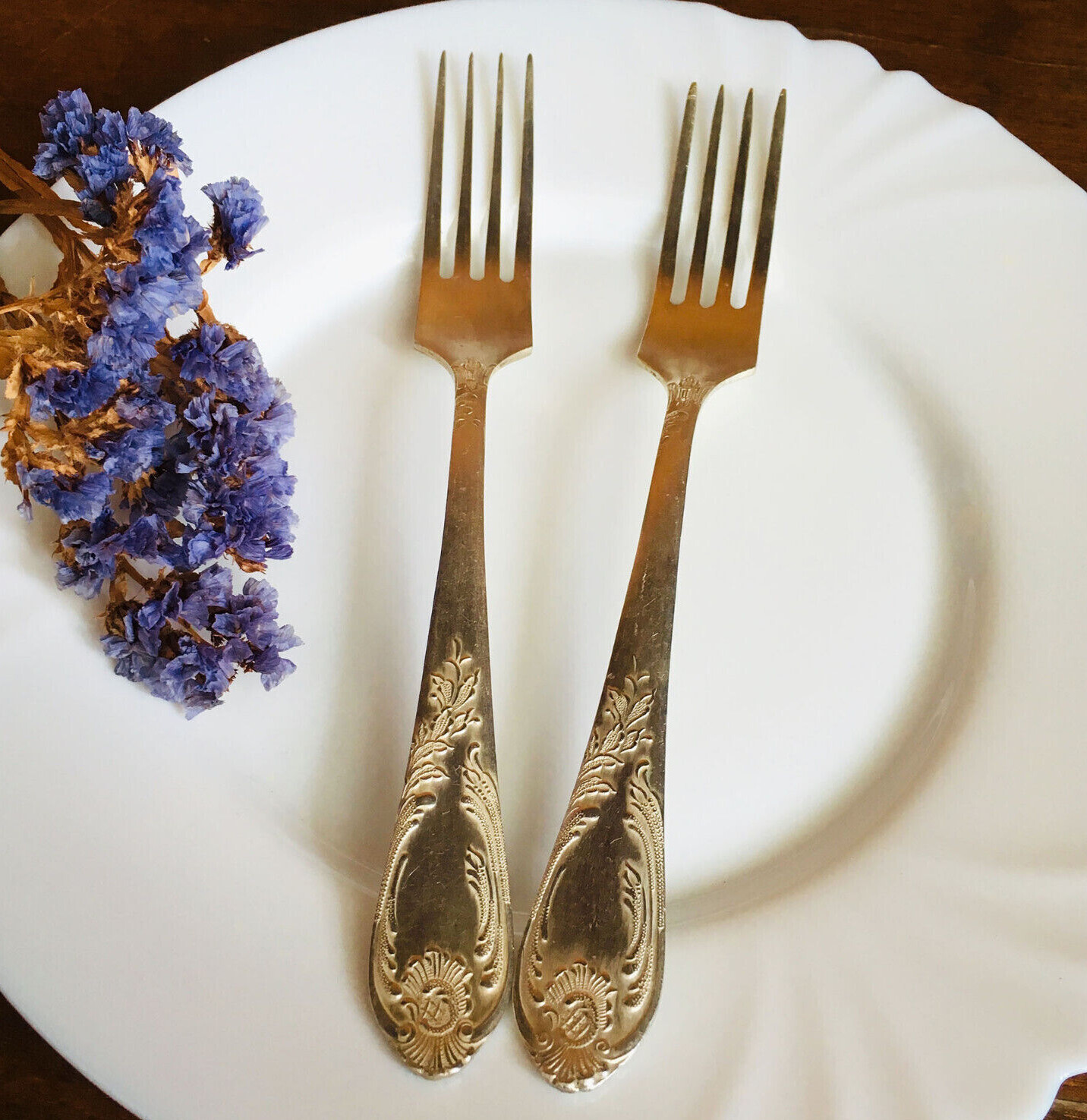 Set of 6 vintage melchior dinner forks, Antique salad fork, Soviet cutlery
