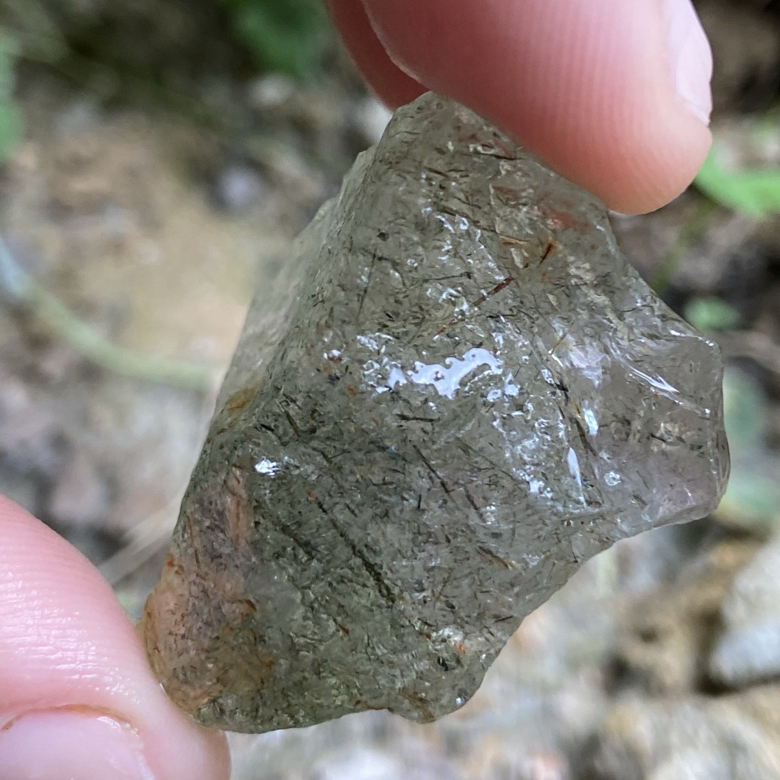 Pretty Green Rutile Included Quartz Lapidary Rough Stone