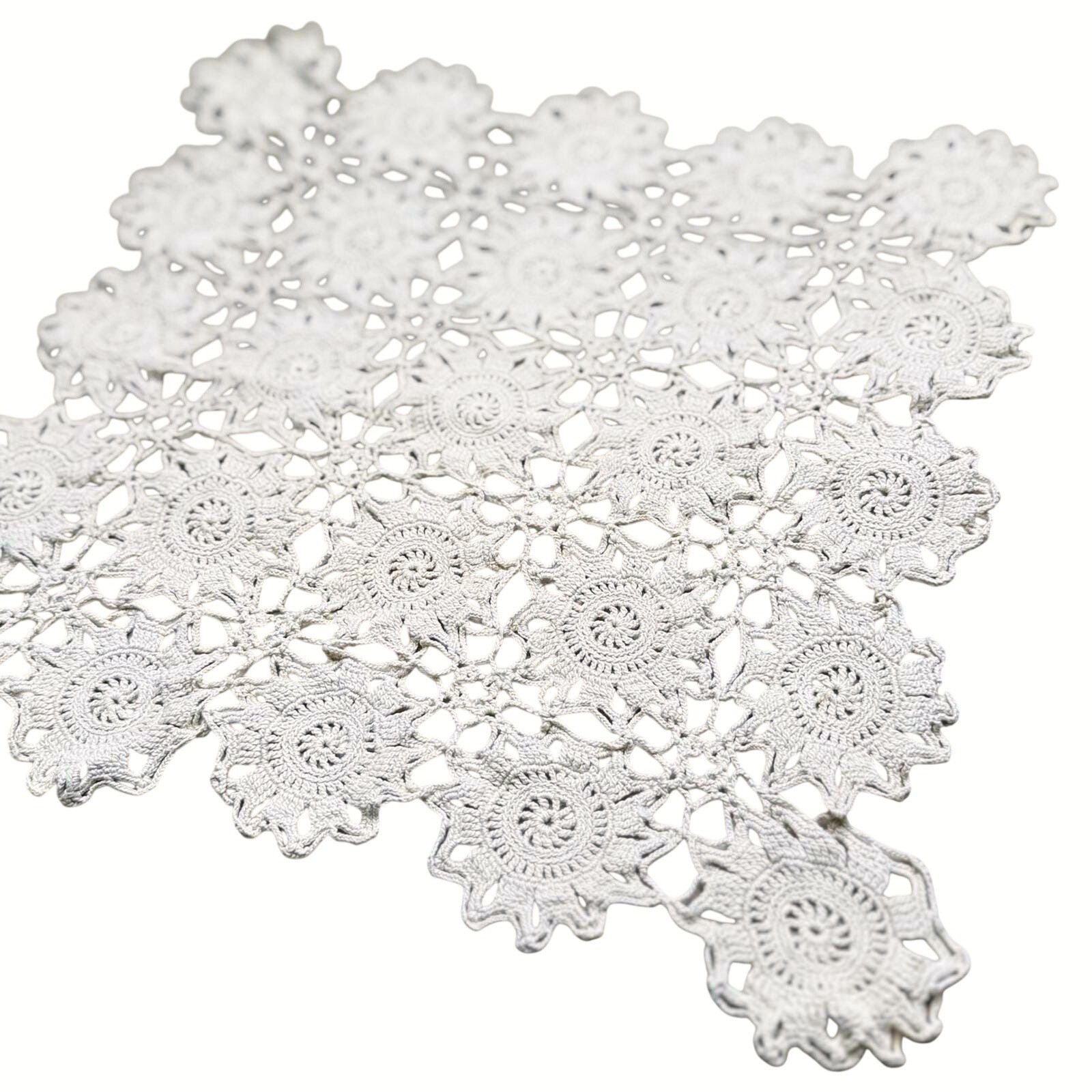 Vintage Crochet Doily Unisex cream Floral Lace Cottagecore Decor Boho handmade