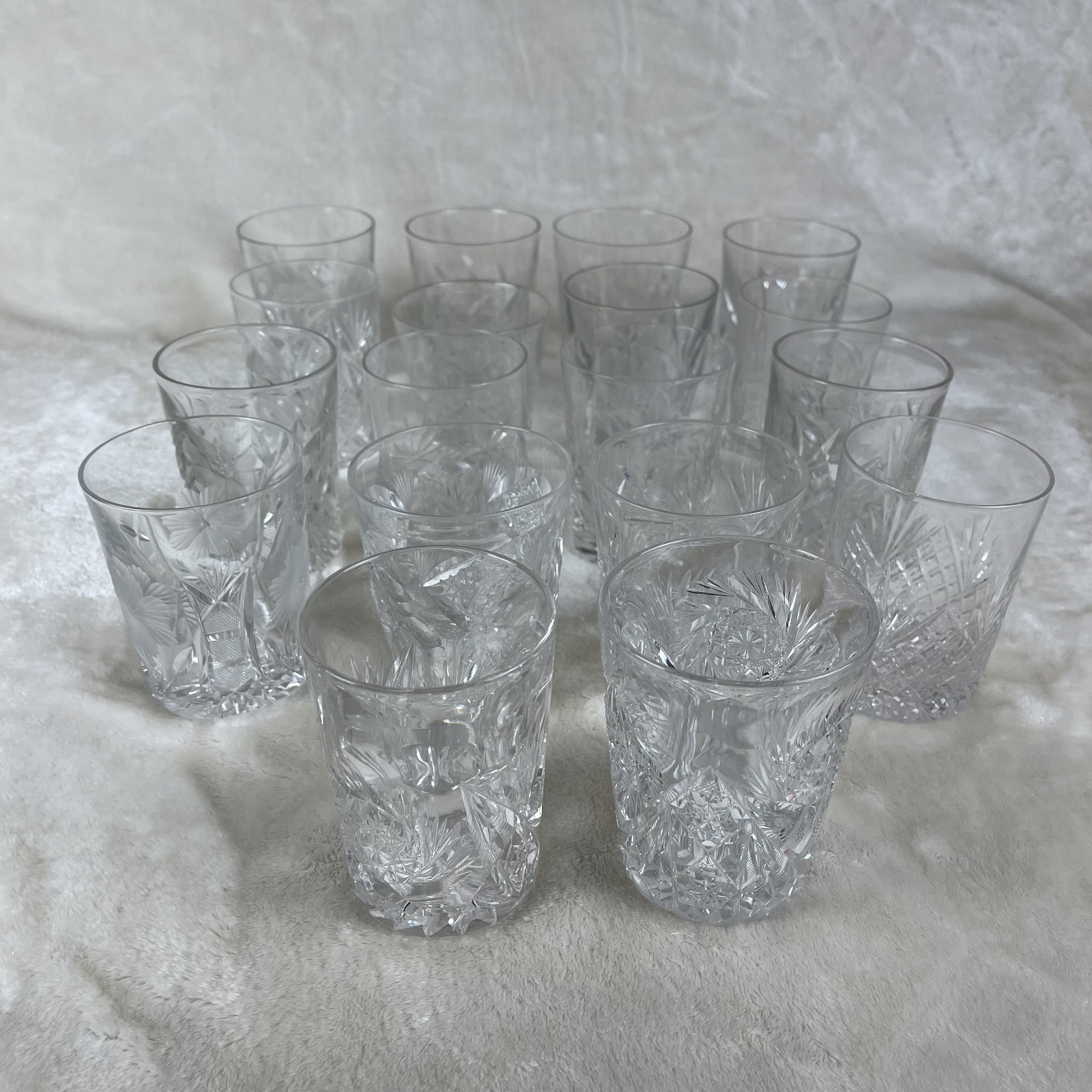 VTG Set of 18 Vintage American Brilliant ABP Cut Crystal Old Fashioned Glasses
