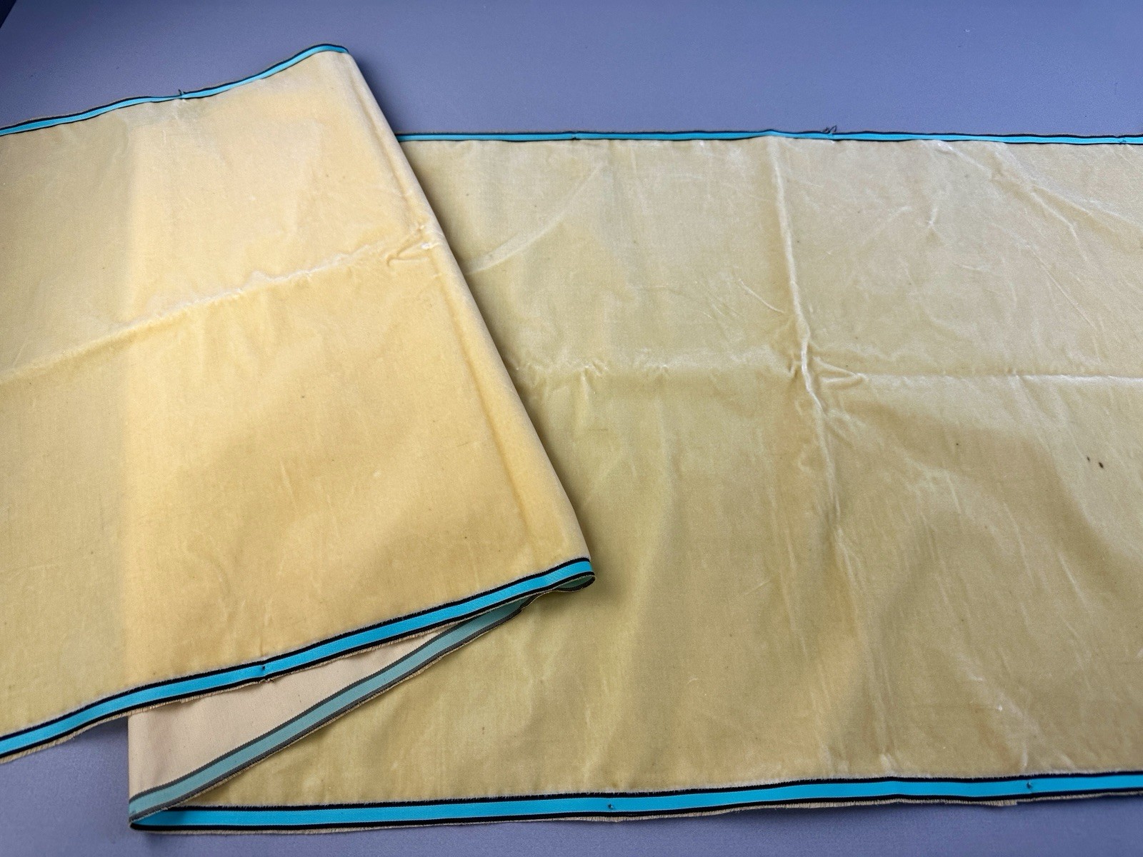 Antique Victorian silk and cotton french velvet remnant Yellow