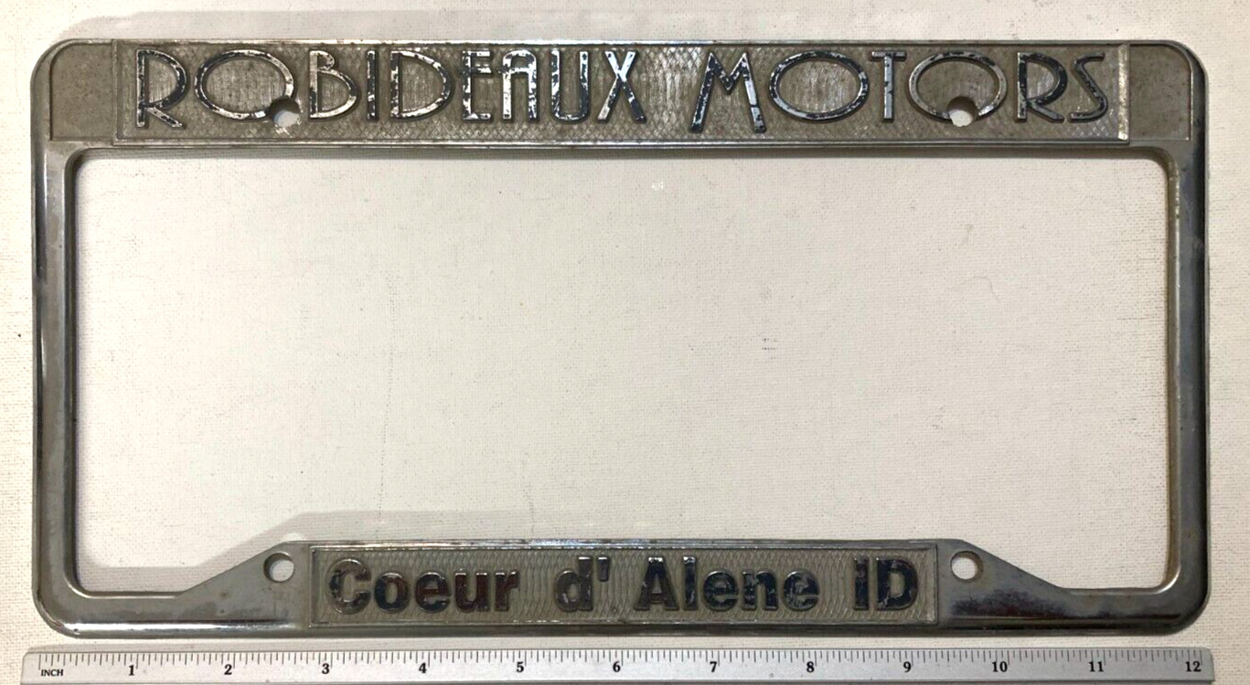 Older Metal ROBIDEAUX MOTORS (Coeur d\' Alene Idaho) License Plate Frame \
