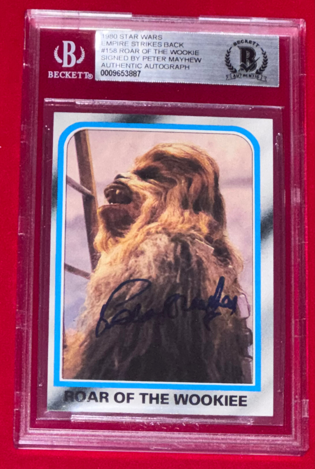 Autographed Peter Mayhew 1980 Topps Star Wars Rookie Card Chewbacca Auto BAS BGS