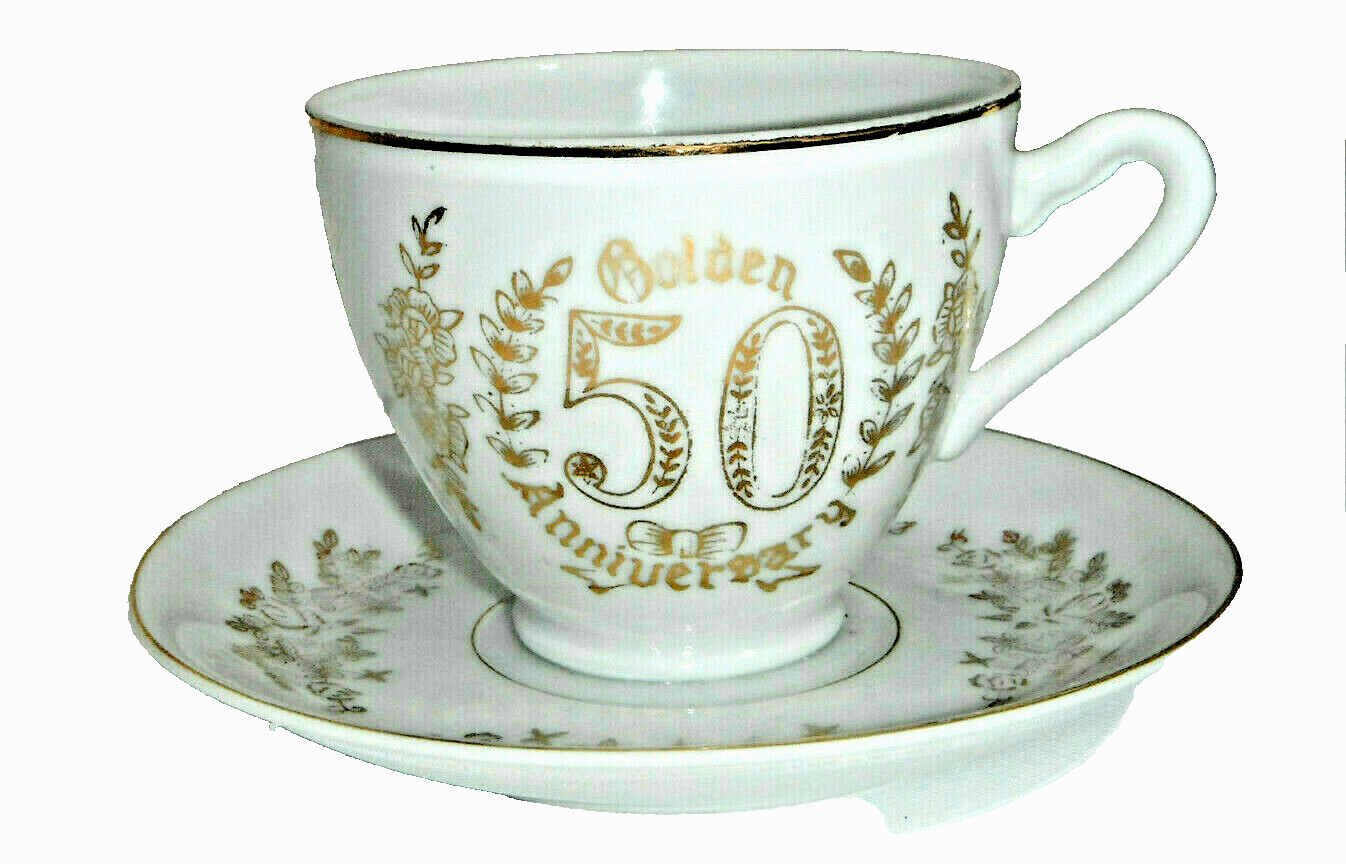 Golden 50 Year Anniversary Cup & Saucer