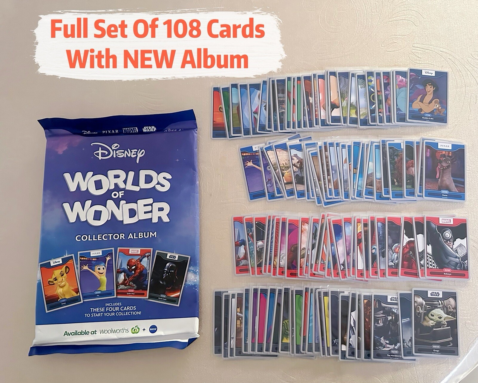 Woolworths 2024 Disney Worlds Of Wonder Full Set Album With All 108 Cards NEW
