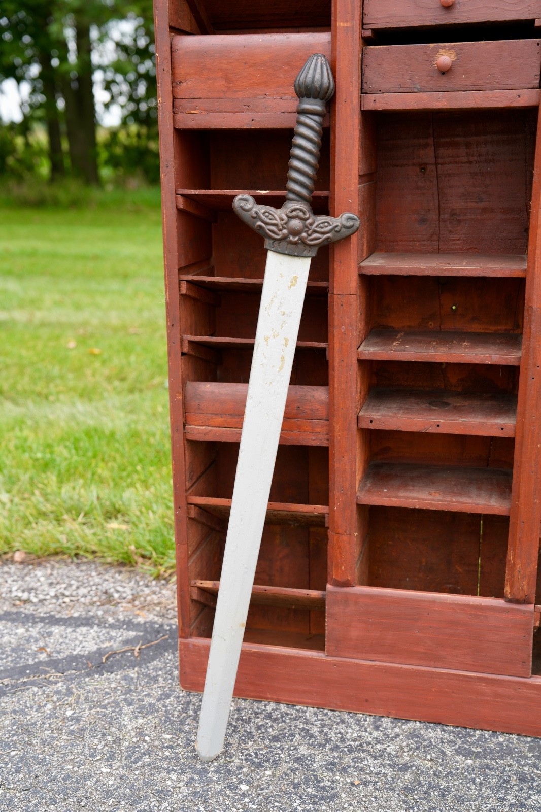 Antique Theatrical Large Wood Blade Sword Stage Prop Roman Vintage Fraternal
