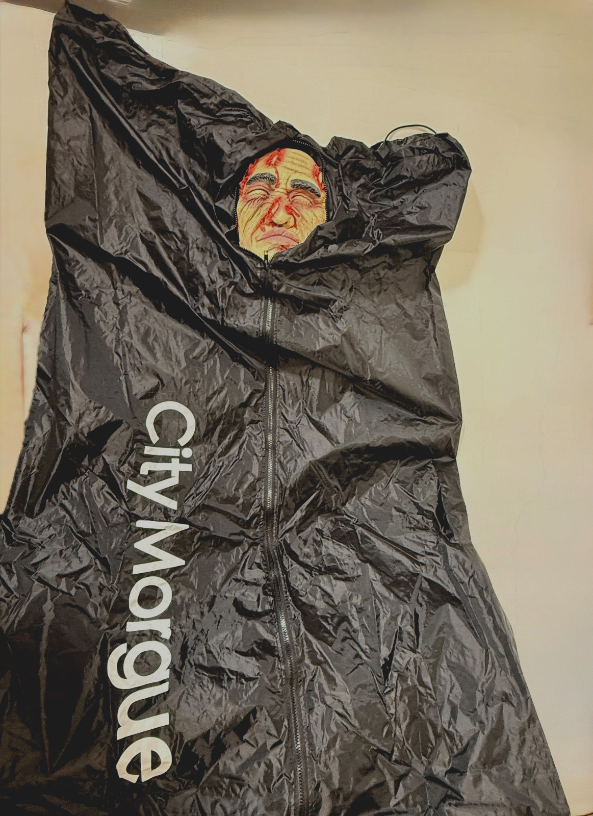 LIFE SIZE BODY BAG CORPSE HEAD Sound/Moves Animatronic Spirit Halloween PROP VTG