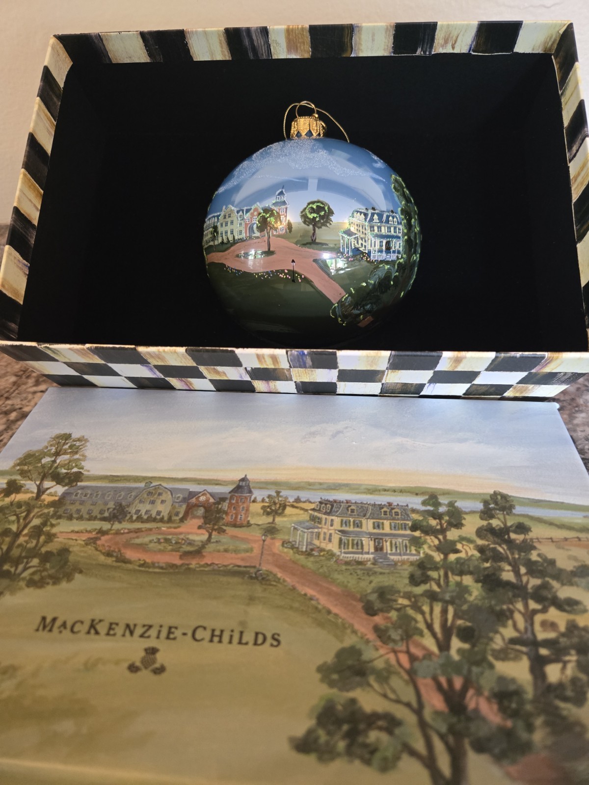 MACKENZIE-CHILDS rare Aurora Grounds Finger Lakes Glass ornament  Christmas Tree