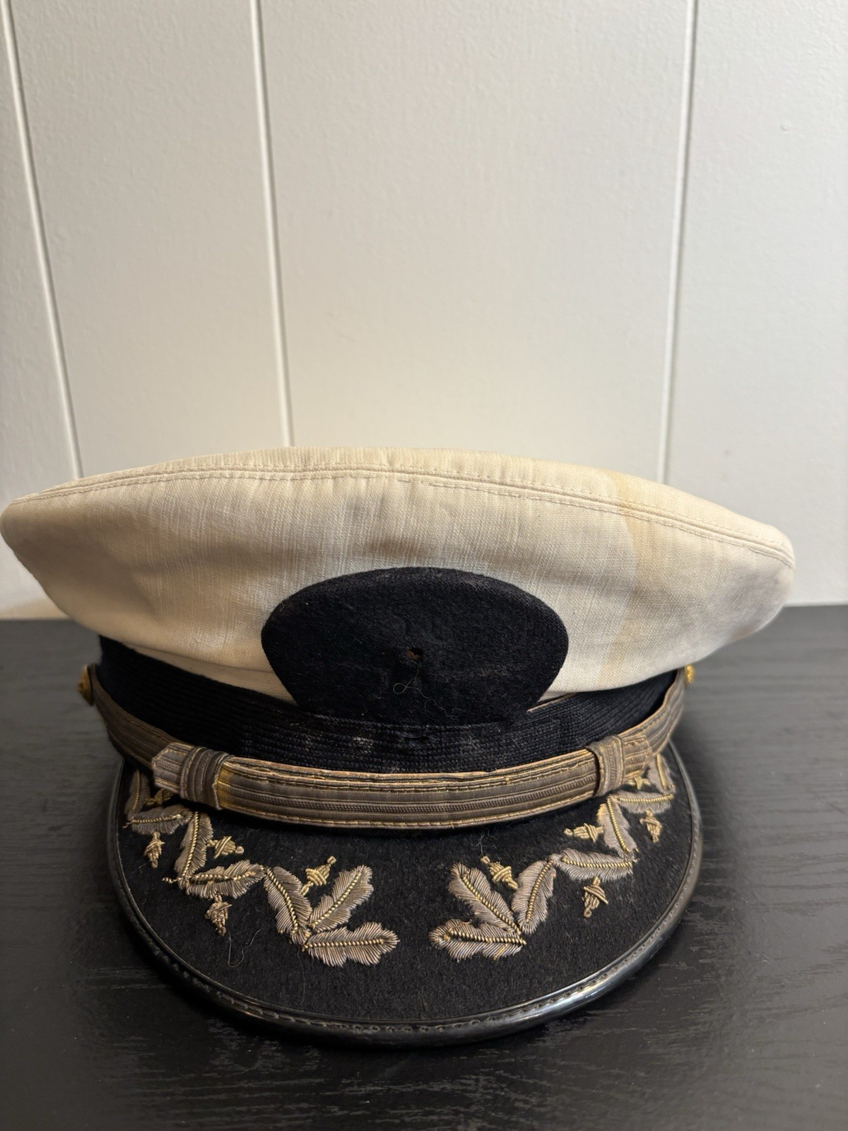 VTG Korean War Era US Navy Captain Commander Hat Bancroft Oak Leaf Cluster VTG Korean War Era US Navy Captain Commander Hat Bancroft Oak Leaf Cluster