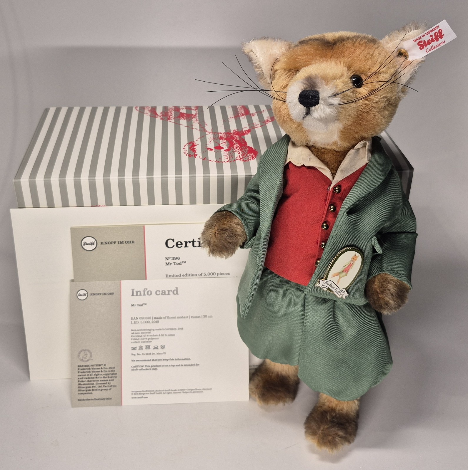 Steiff 690525 Mr. Tod™, Danbury Mint, 30cm, Rare, Lim. (2018)