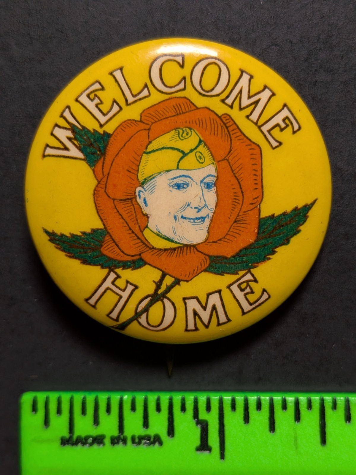Vintage Welcome Home 1918 Rose Portland Festival World War One Pinback Pin
