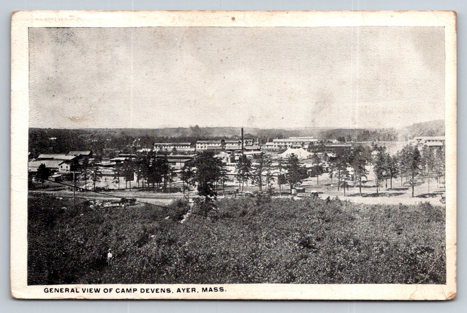 1919 Camp Devens Ayer MA General View WWI Military Postcard Maine Postmark