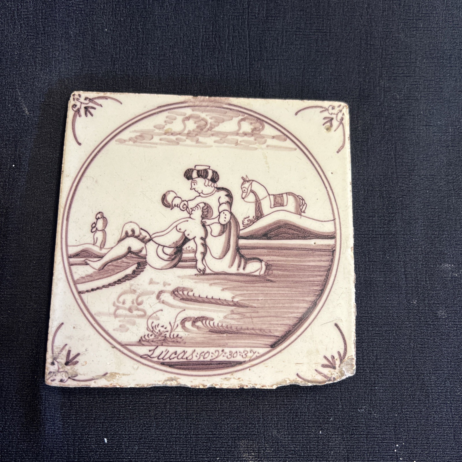 Vintage Dutch Holland Wall Ceramic Tile Hand Painted 5”x5” good