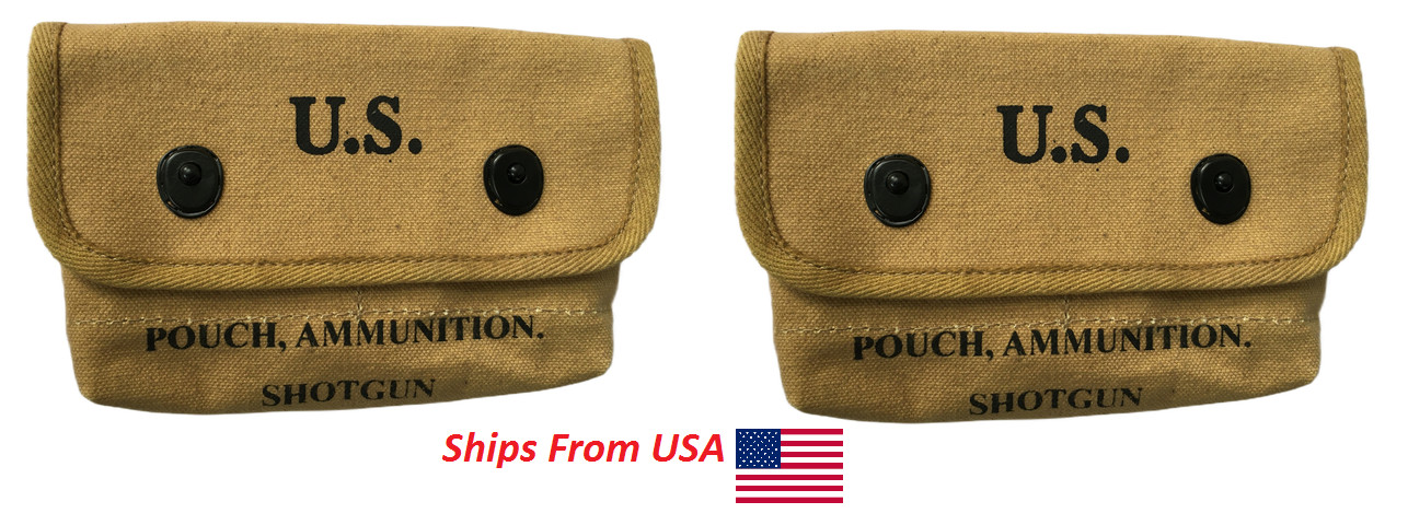 (PACK OF 2) U.S. WWII Shotgun Shell Pouch Khaki