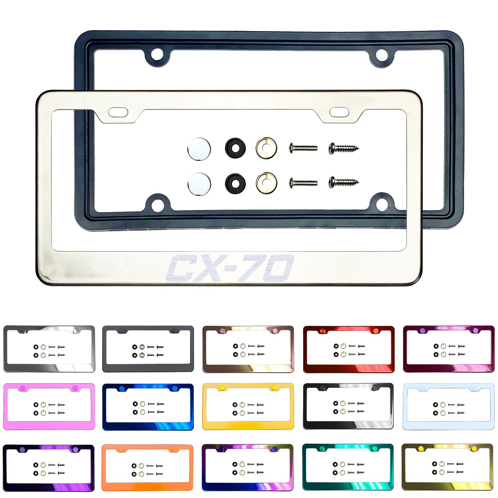 New Laser EtchedCustomize Stainless Steel License Plate Frame MetaCaps fit-CX-70