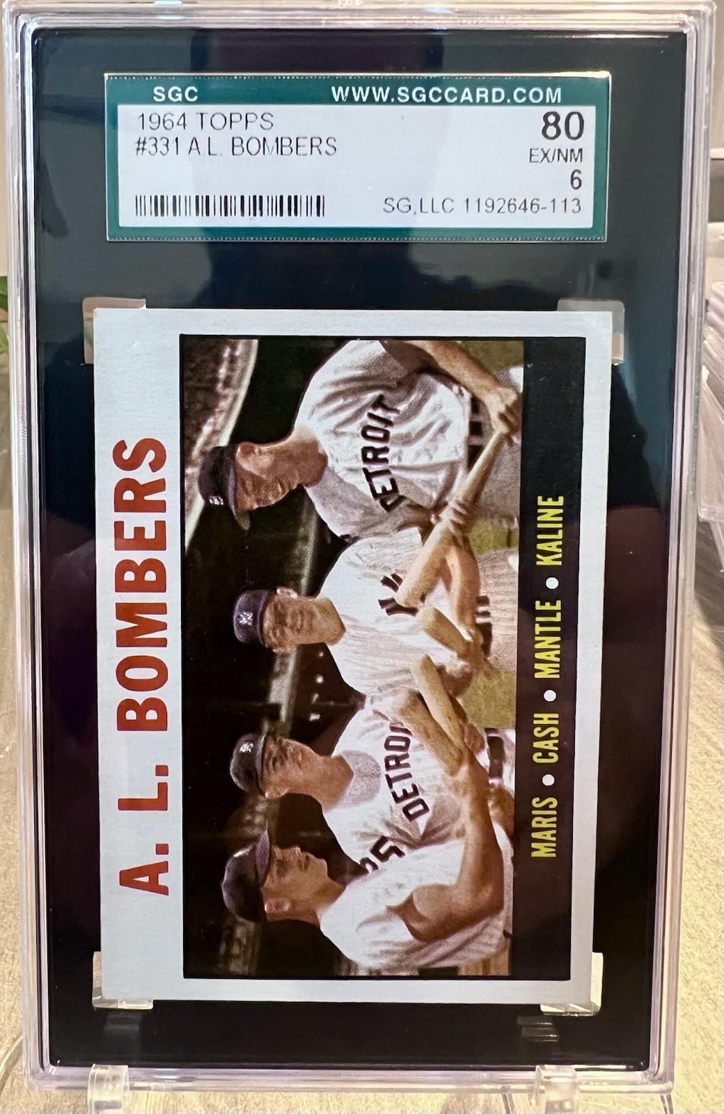 1964 Topps #331 A.L. Bombers Graded Mantle Maris Cash Kaline Card