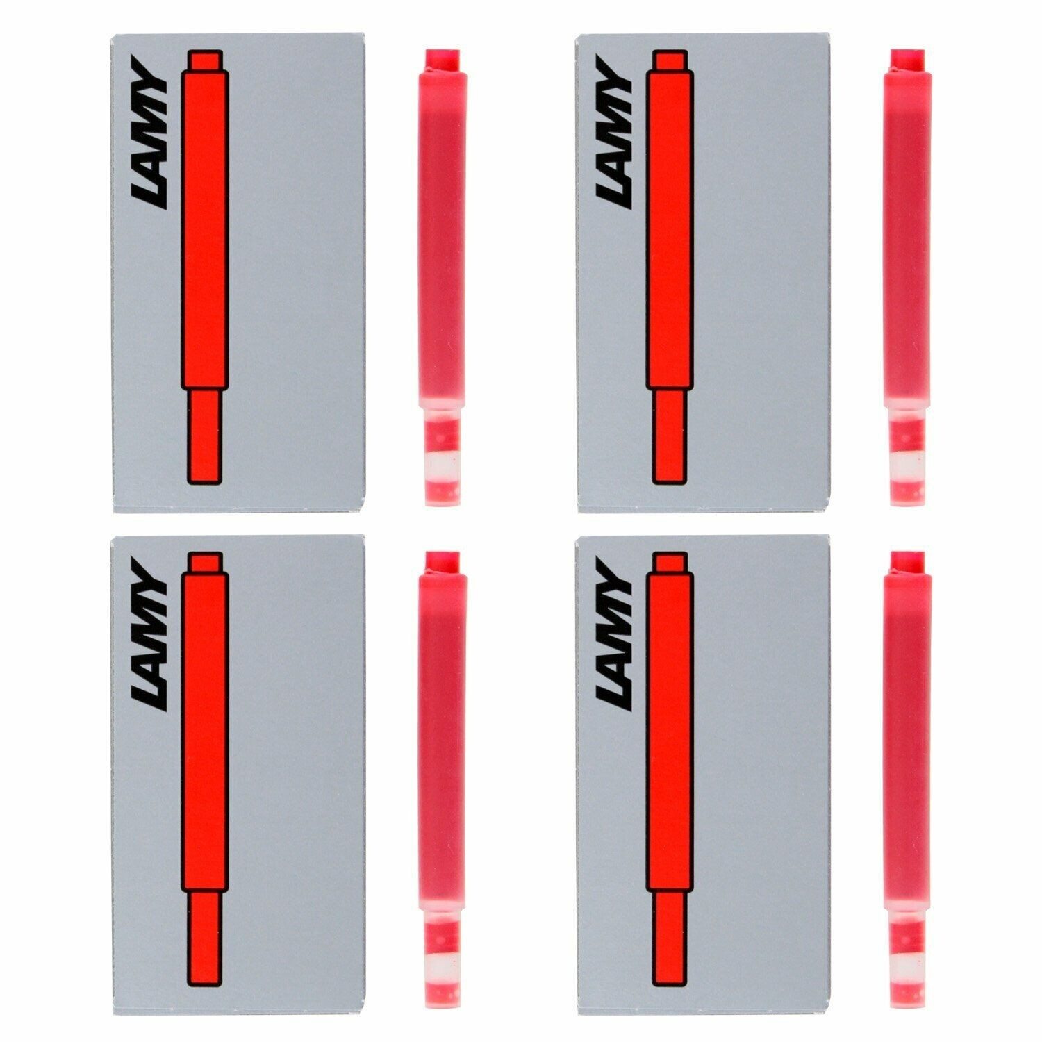 Lamy T10 Fountain Pen Ink Cartridges, Red Ink - 4 PACK OF 5 CARTRIDGES