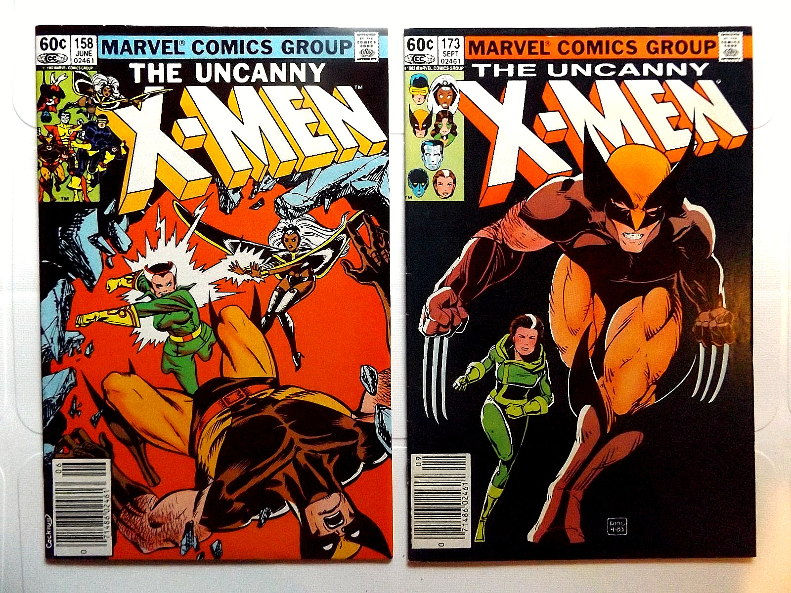 VINTAGE 1983 MARVEL COMICS X-MEN NEWSSTAND LOT 158 & 173 ROGUE 2ND APPEARANCE