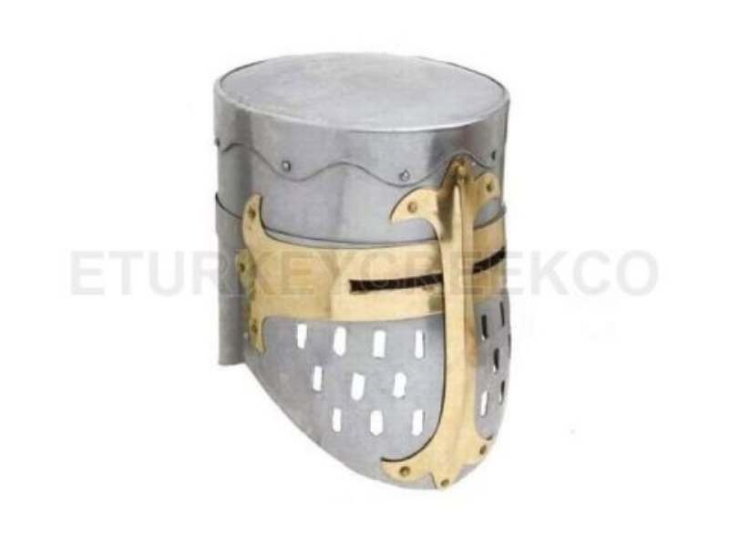 Medieval Warrior Templar Brass Crusader Helmet Knights Helmet - Wearable