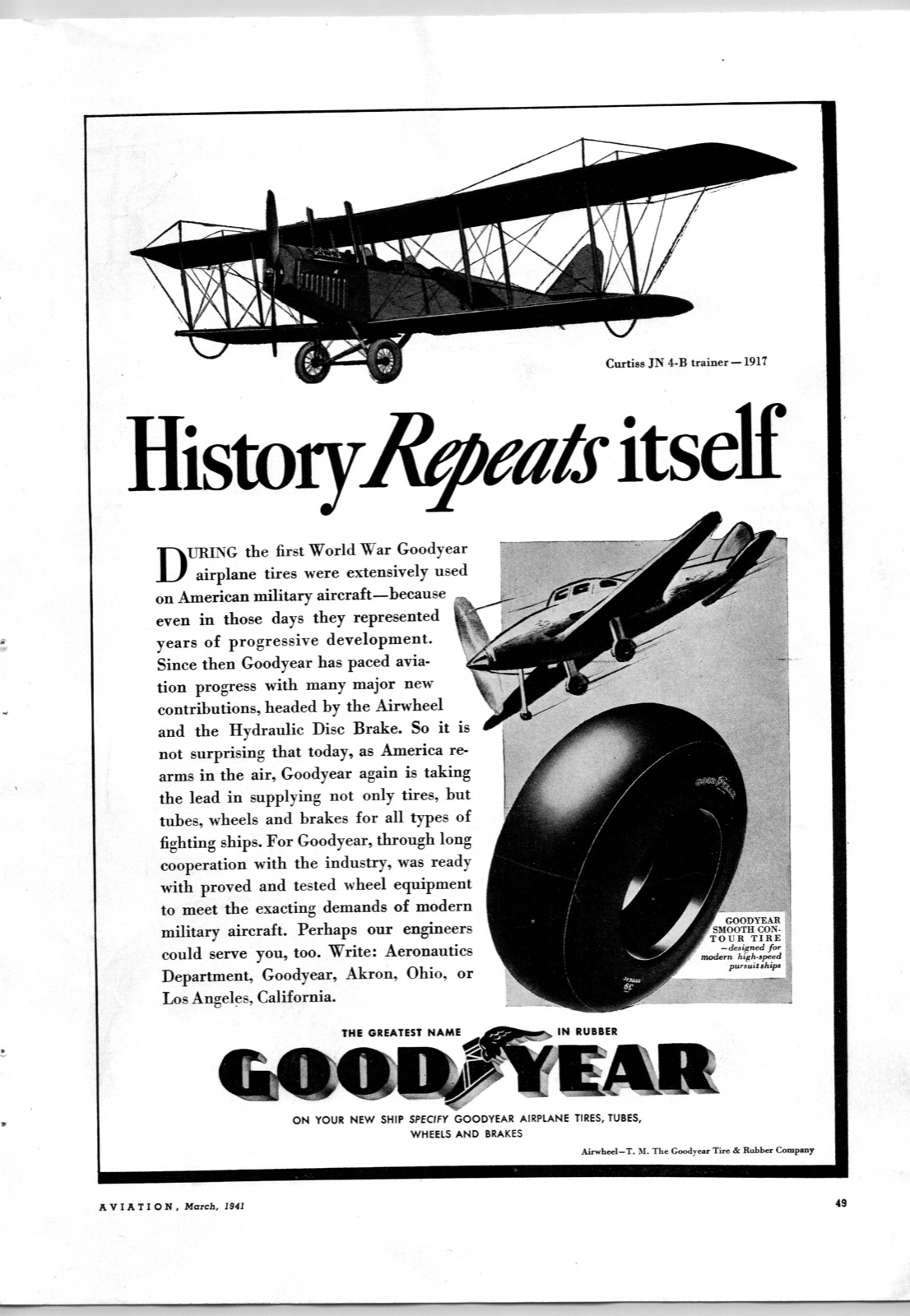 Vintage 1941 Aviation Print Ad - GOODYEAR Tires Vintage 1941 Aviation Print Ad - GOODYEAR Tires