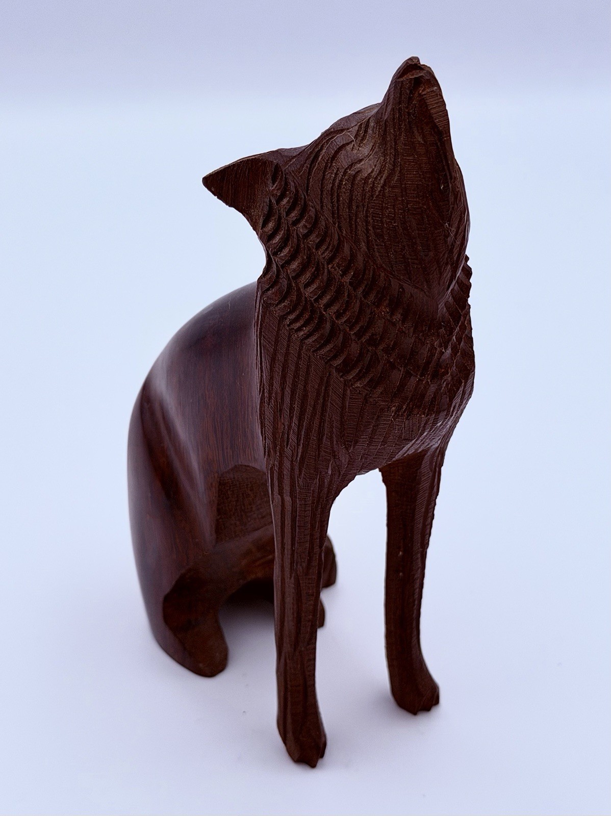 Vintage Hand Carved Ironwood Howling Wolf Coyote Figurine Sculpture 6.5”