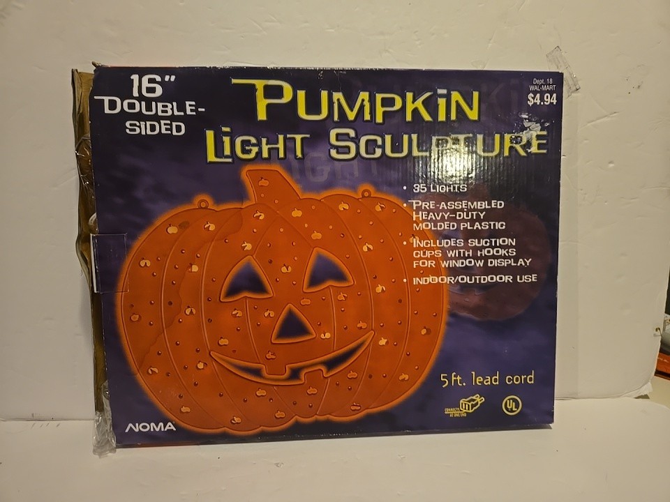 🎃 Vtg Noma Halloween Pumpkin Light-Up Window Hanging Decor Corded 16” Retired 🎃 Vtg Noma Halloween Pumpkin Light-Up Window Hanging Decor Corded 16” Retired