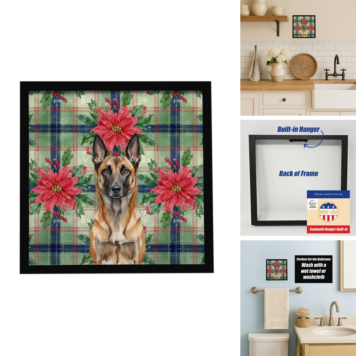 Caroline's Treasures Belgian Malinois Dogs Framed Metal Wall Art 8x8 In