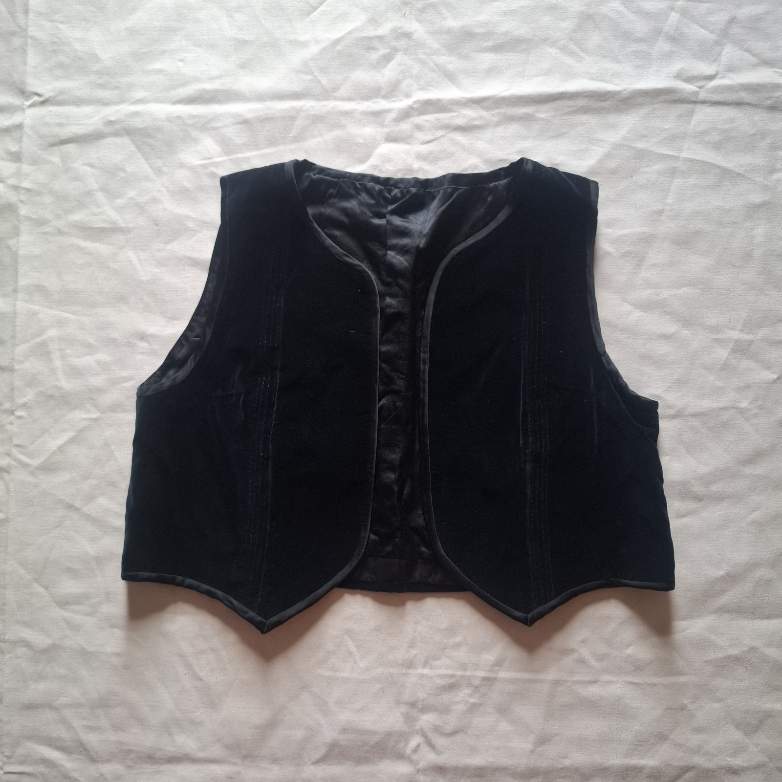 Antique 1900s Men’s Black Velvet Waistcoat Vest Evening Dress Formal Tailcoat