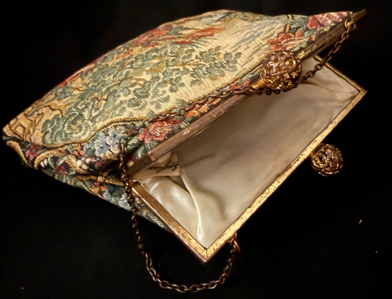 Stunning English Mid-Century Handmade Aubusson Tapestry Bag