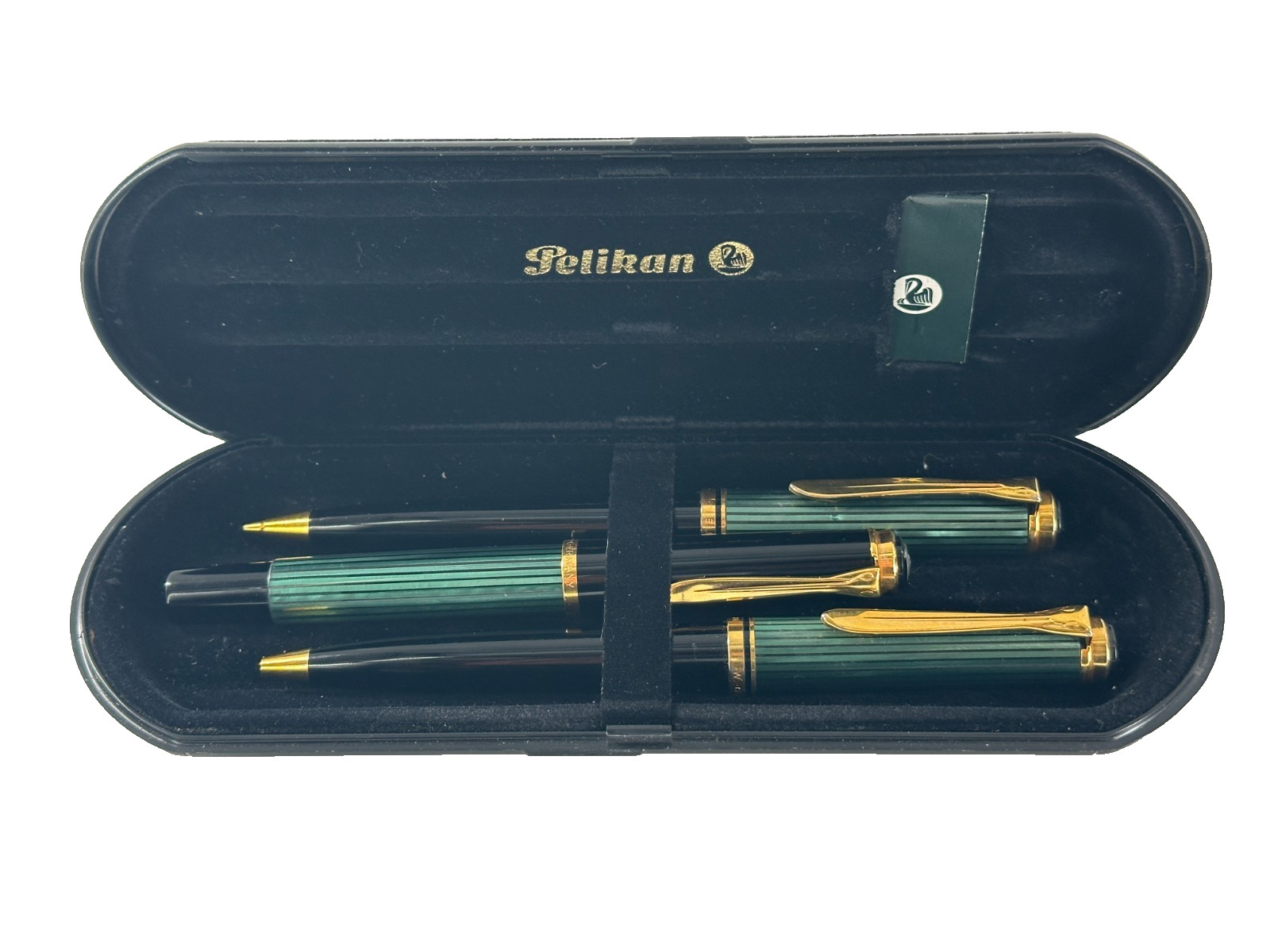 Vintage Pelikan Souveran Green/Black Fountain Pen Set of 3