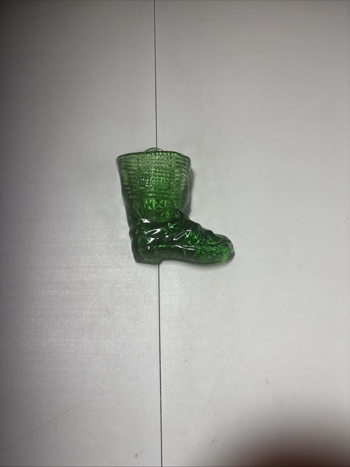 Vintage Green Glass Jeannette Match Wall Safe With Striker Hanger Holder BOOT Vintage Green Glass Jeannette Match Wall Safe With Striker Hanger Holder BOOT