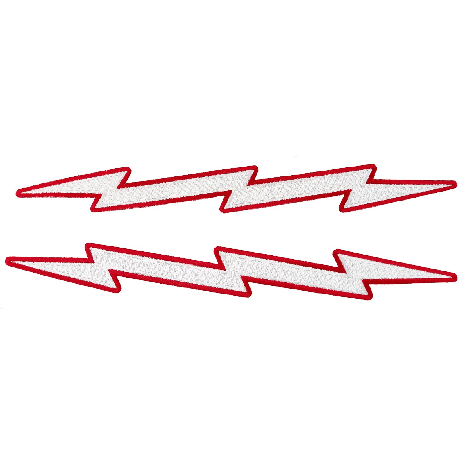 LOT of 2 LIGHTNING BOLT iron-on EMBROIDERED PATCH LARGE RED APPLIQUE SEE PHOTOS