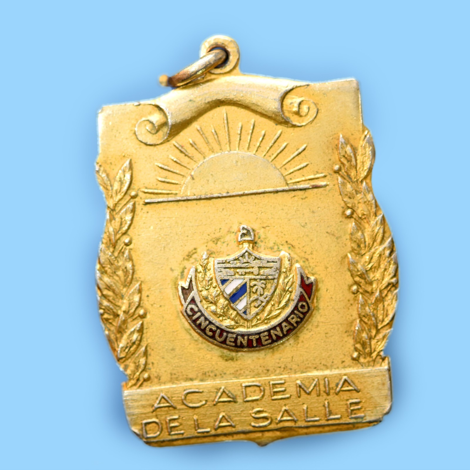 ⭐⭐Vintage Medal of the Centenary of the La Salle Academy Gold-plated 1955