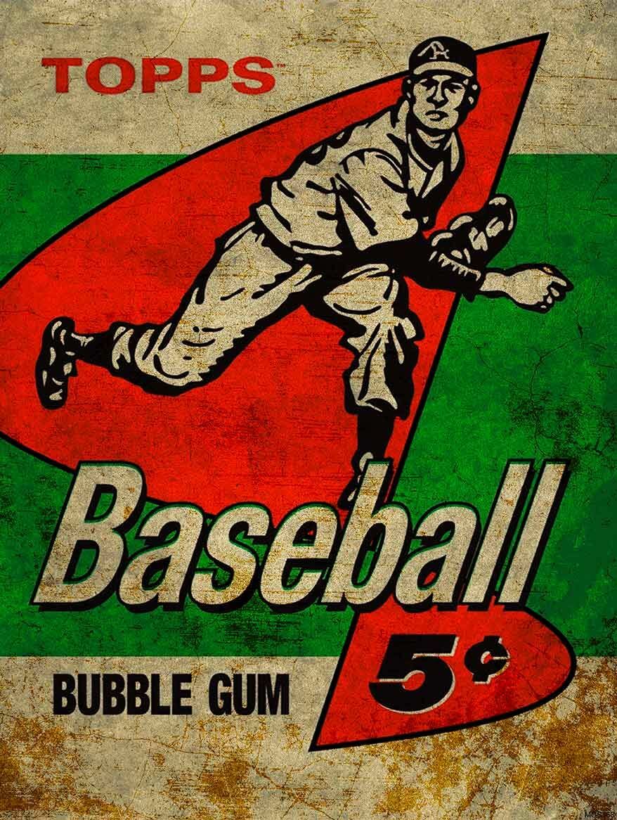 1958 TOPPS BASEBALL 5¢ BUBBLE GUM HEAVY DUTY USA MADE METAL ADVERTISING SIGN 1958 TOPPS BASEBALL 5¢ BUBBLE GUM HEAVY DUTY USA MADE METAL ADVERTISING SIGN