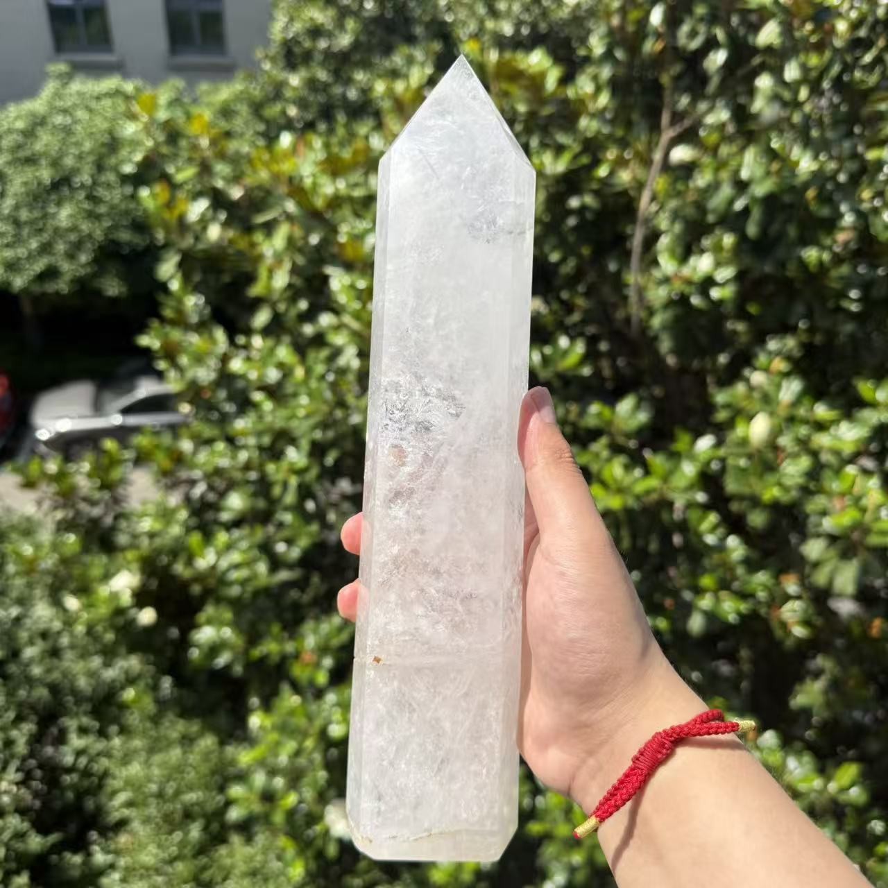 4.2LB A+ Large Natural Clear Quartz With Rutilated Quartz Obelisk Crystal Tower