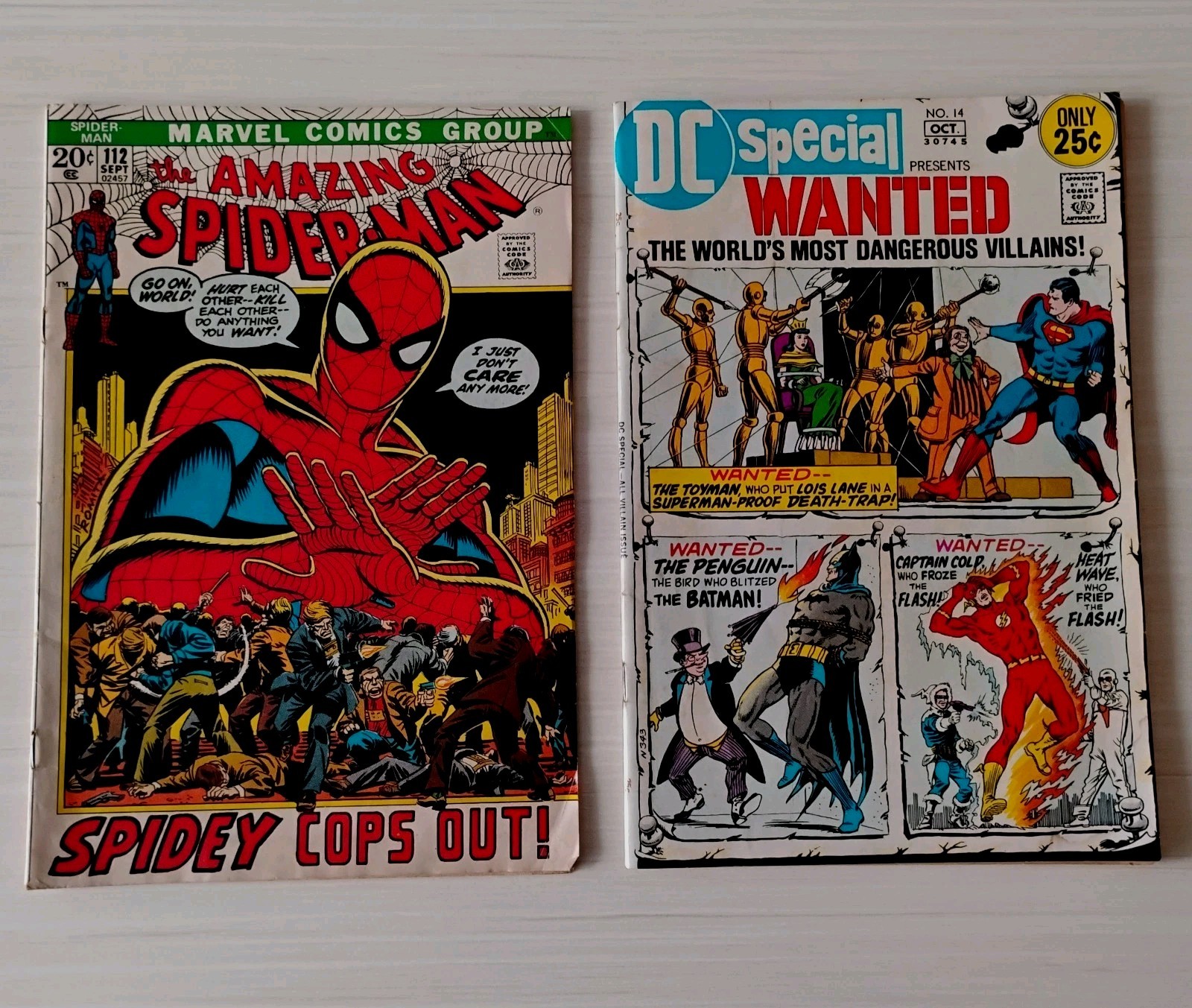 Comics Lot Amazing Spider-Man 112 Sept 1972 + DC Special All Villain 14 Oct 1971