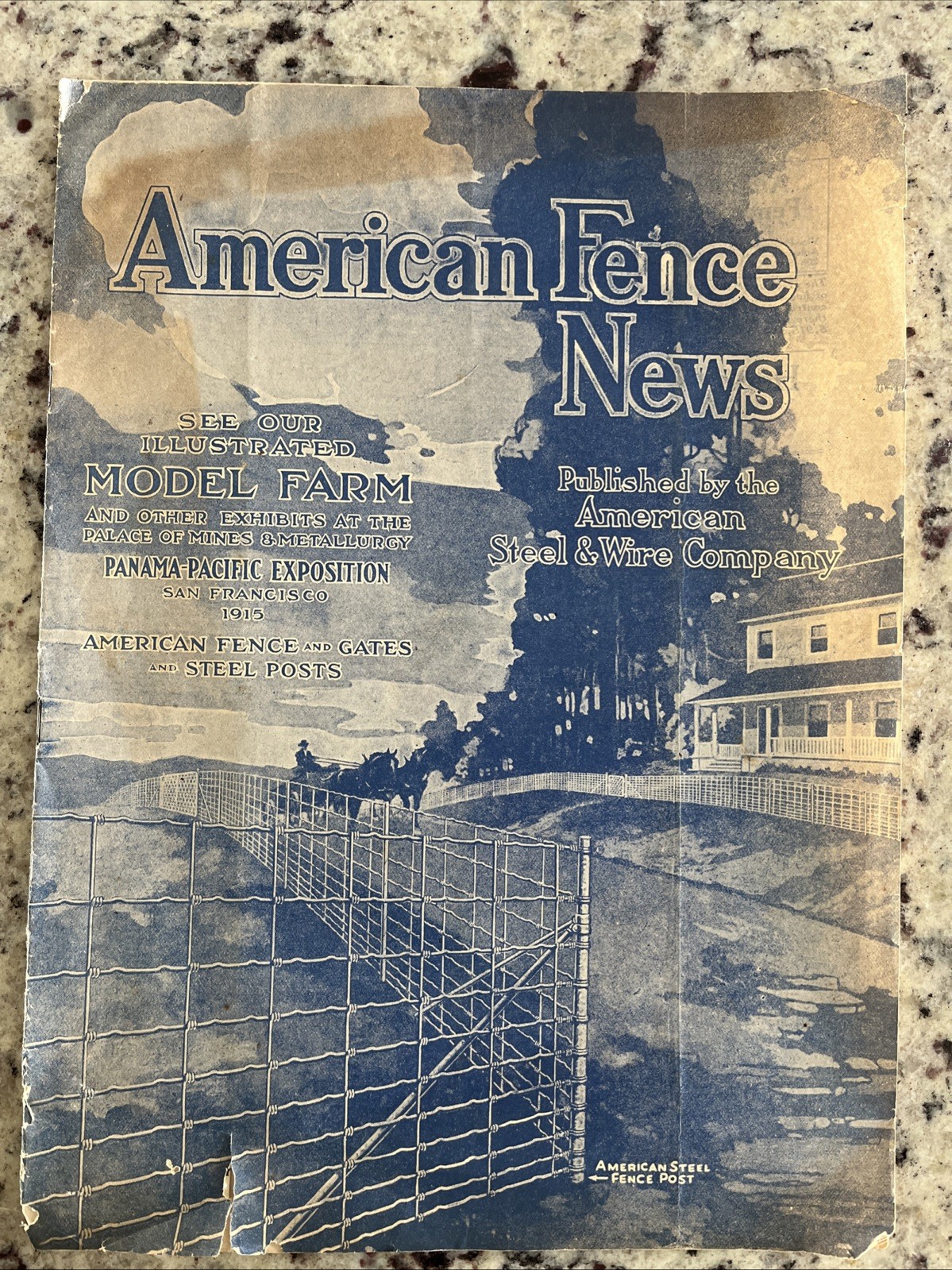 Antique 1915 American Farm Steel Wire Fence Cattle Trade Magazine Shorthorn Bull