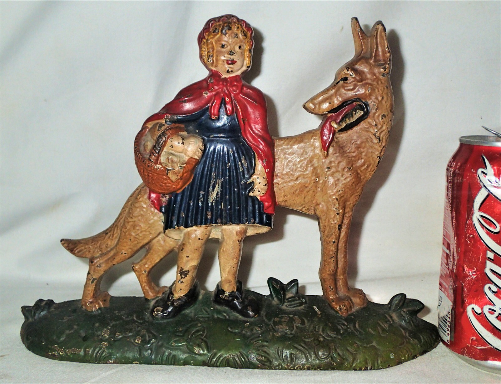 ANTIQUE NUYDEA LITTLE RED RIDING HOOD WOLF GIRL HOME CAST IRON DOOR DOORSTOP USA