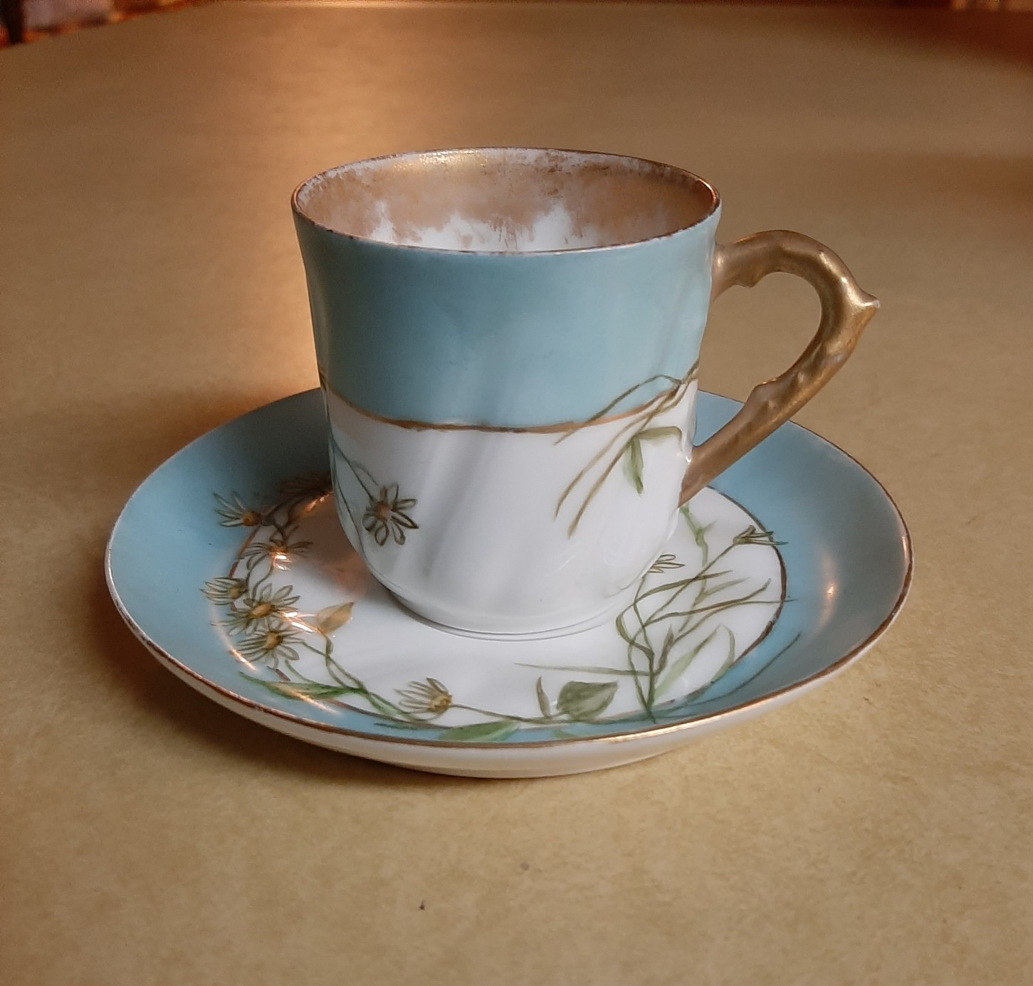 Antique Haviland Demitasse Cup & Saucer Marked CFH/GDM (1891-1900) Signed J.T.H.