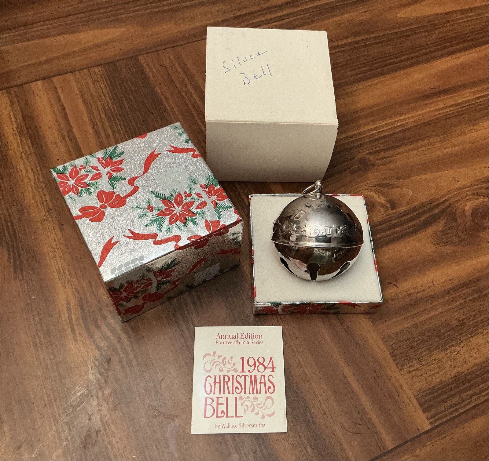 NOS Wallace Annual 1984 Silverplate Sleigh Bell Christmas Ornament In Orig. Box NOS Wallace Annual 1984 Silverplate Sleigh Bell Christmas Ornament In Orig. Box