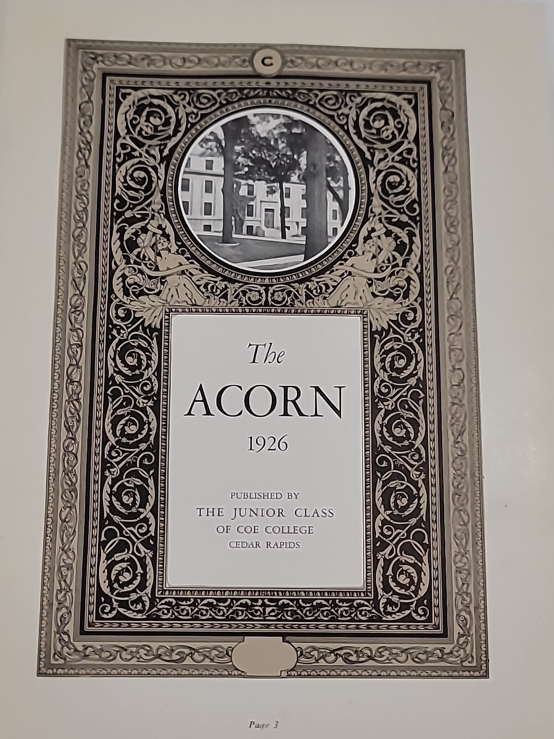 1926 College Yearbook Antique Cedar Rapids IA Coe The Acorn Hardcover Embossed