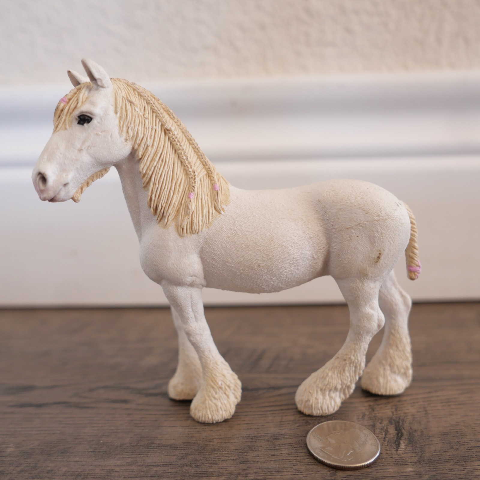 Schleich 2012 White Shire Horse Braided Mane Mare Vinyl Horse Toy Figure