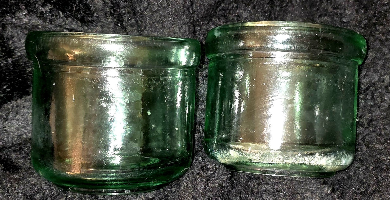 Vintage Heavy Green Glass Candleholders Made By Indiana Glass