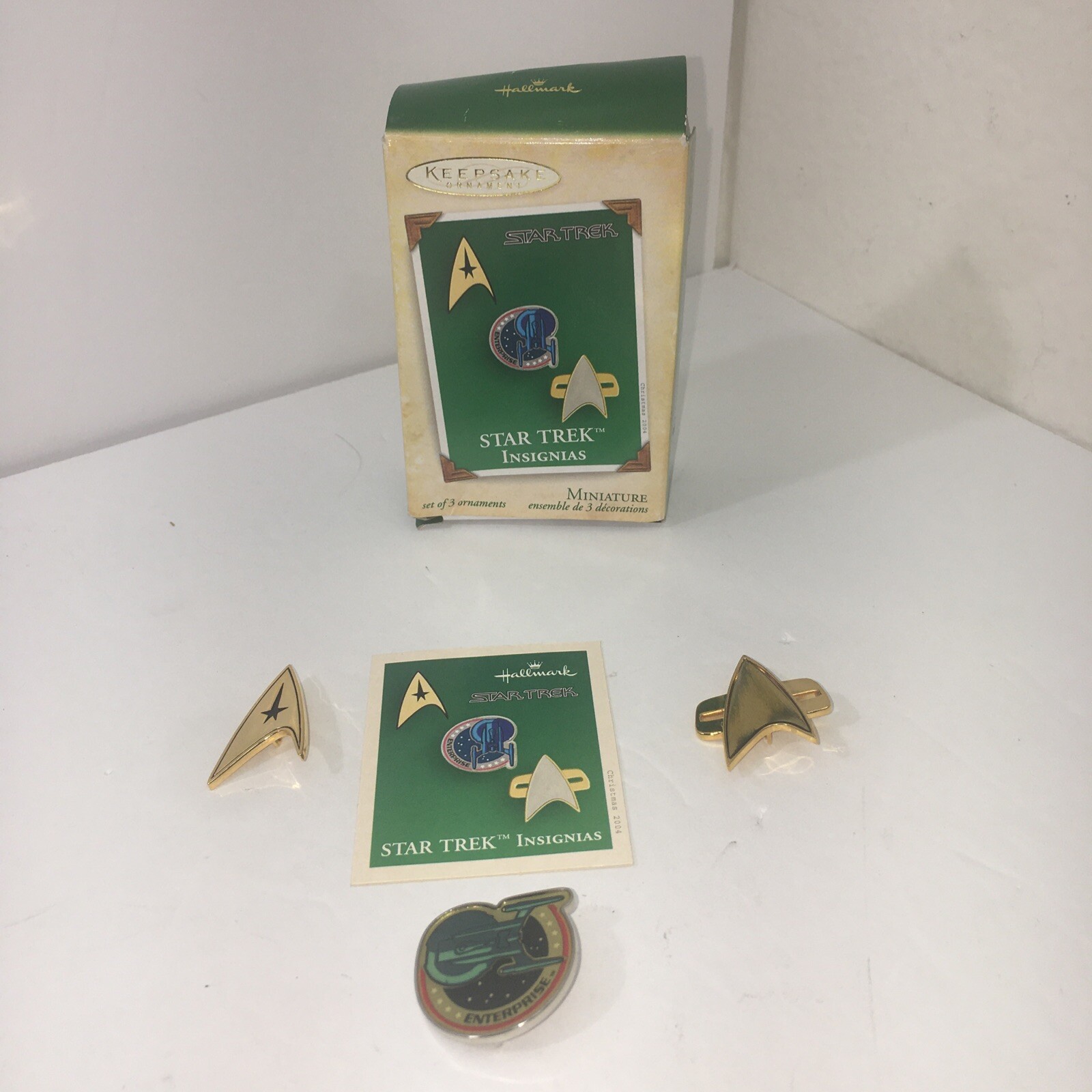 2004 Hallmark Keepsake Ornament Star Trek Insignias Miniature Set Of 3