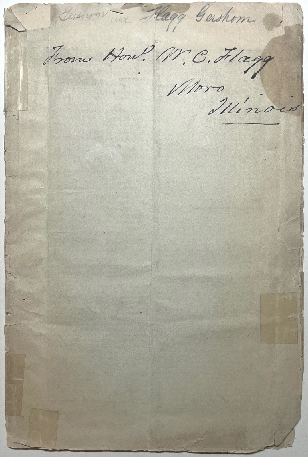1876 PIONEER PAPERS GERSHOM FLAGG ILLINOIS FRONTIER LETTERS SIGNED ALTON IL RARE