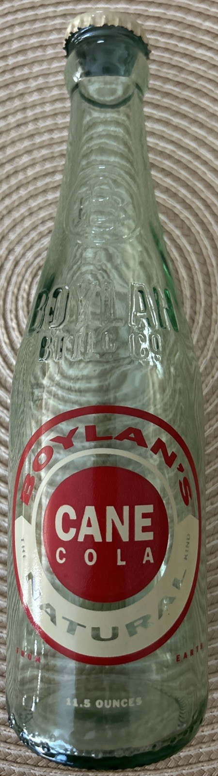 Boylan Bottleworks 11.5 Oz Embossed & Print Soda Cane Cola Green Glass Bottle