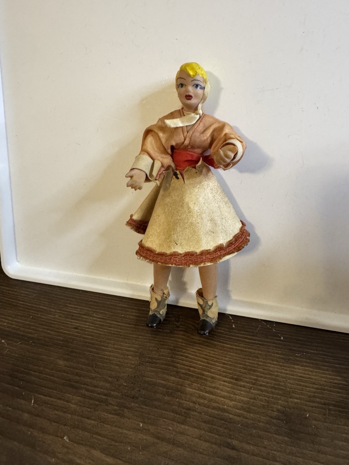 Vintage Roldan Klumpe Style 7” Poseable Folk Doll Wire Body Handmade 1950s-60s