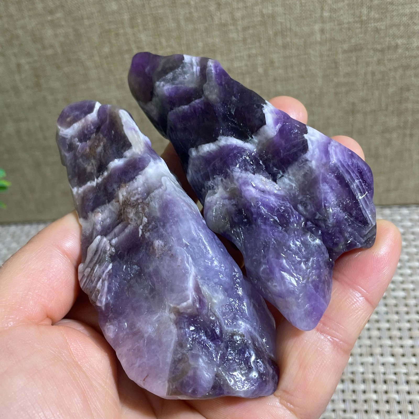 2pcs Dream Amethyst Points Lots Natural Dark Purple Crystals Uruguay 189g
