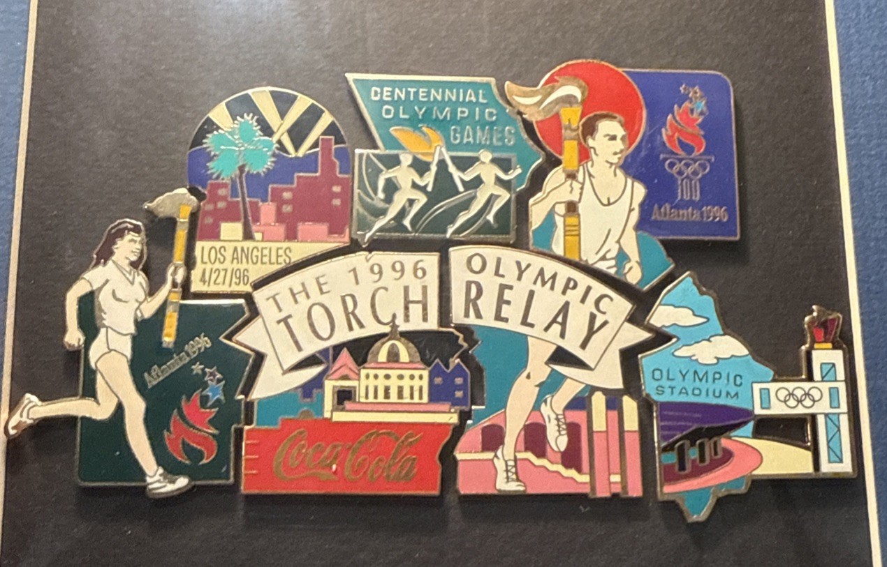 1996 Olympic Torch Relay Lapel Pin Set 721/5000 (with frame) 9”x11”