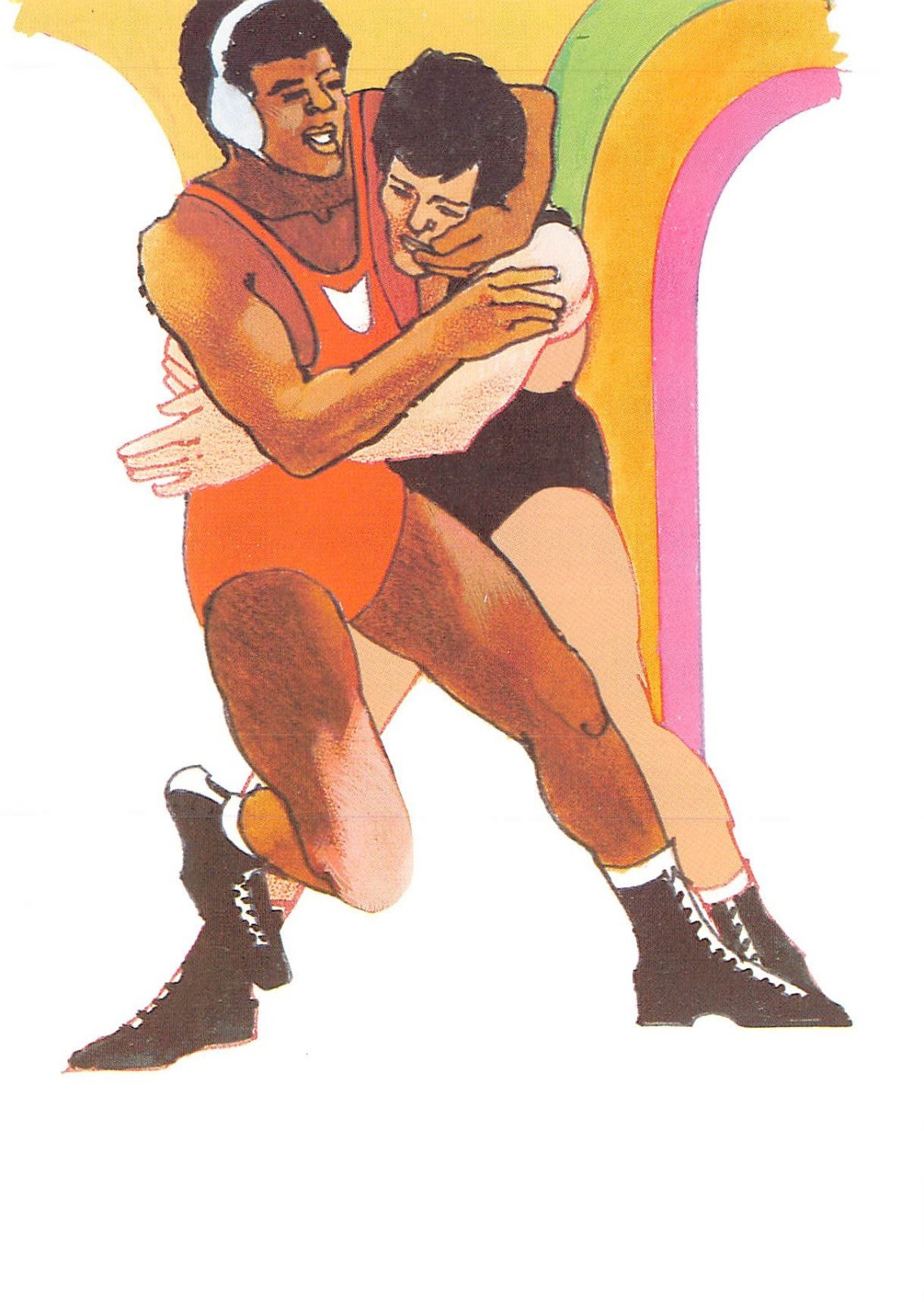 1984 Olympics USPS Robert Peak Wrestling Olympic Artwork Postcard Rare
